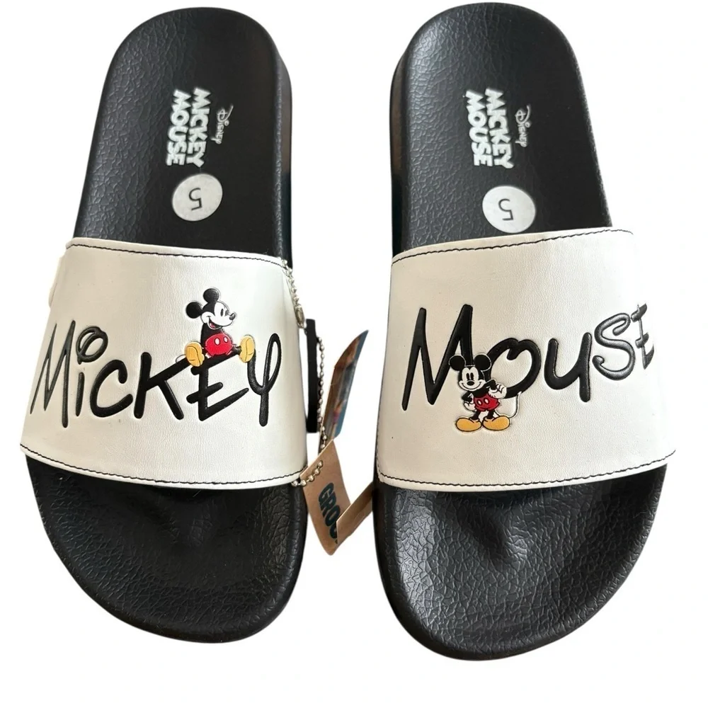 Disney Mickey Mouse Kids Slide Sandals - Black and White